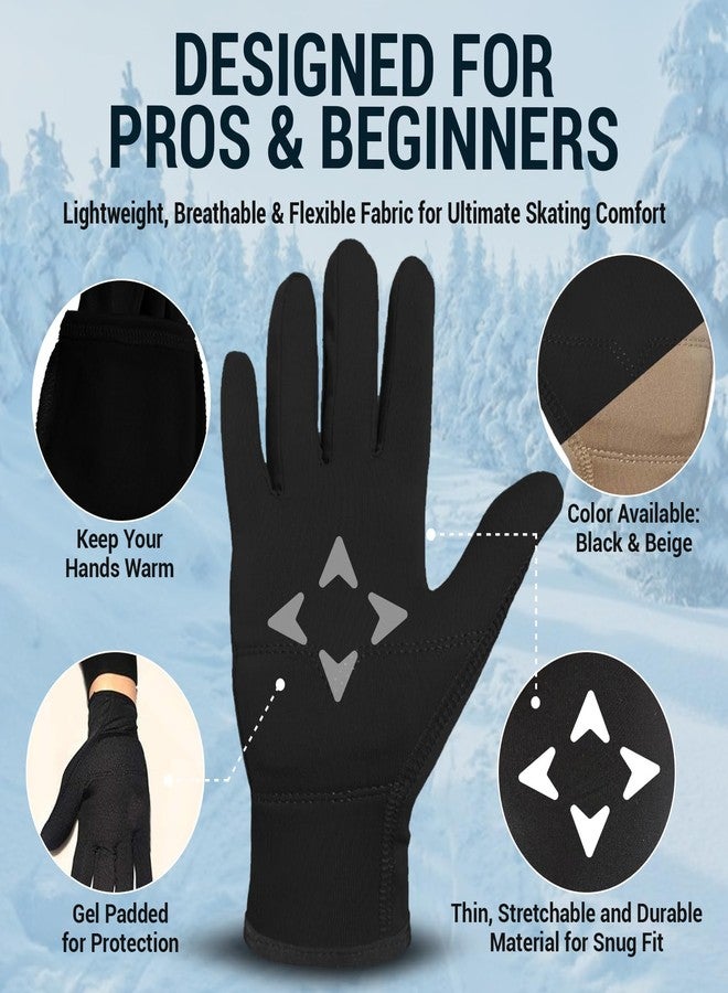 Kami-So Figure Skating Rhinestone Gloves for Competition & Practice | Skate Gloves with Gel Wrist Support, Crystals | Figure Skating Accessories, Padded Thermal Wear | Black | Large Waterproof - Image 3